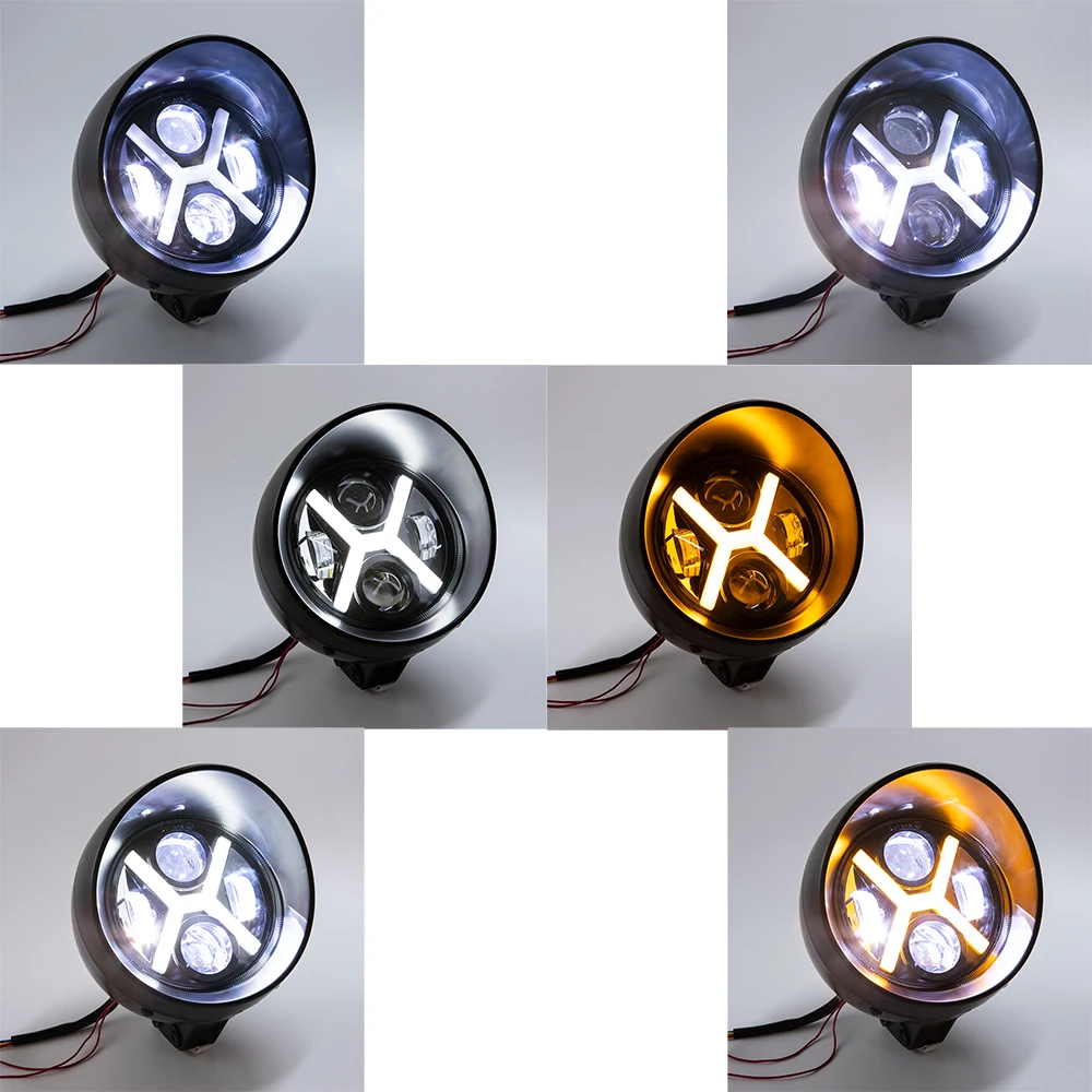 Bullet 5.75" LED Motorcycle Headlight High Low Beam Spot Fog Lamp Bulb Retro Head Light Lamp for Choppers Bobbers Touring Custom view 4