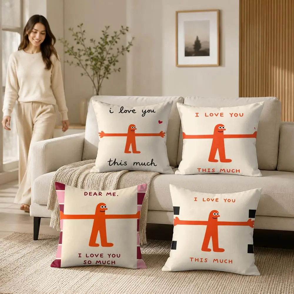 

I Love You This Much Cushion Cover Short Plush Soft Double-Sided Printing Pillow Case Cozy Sofa Bedroom Home Decor Gift
