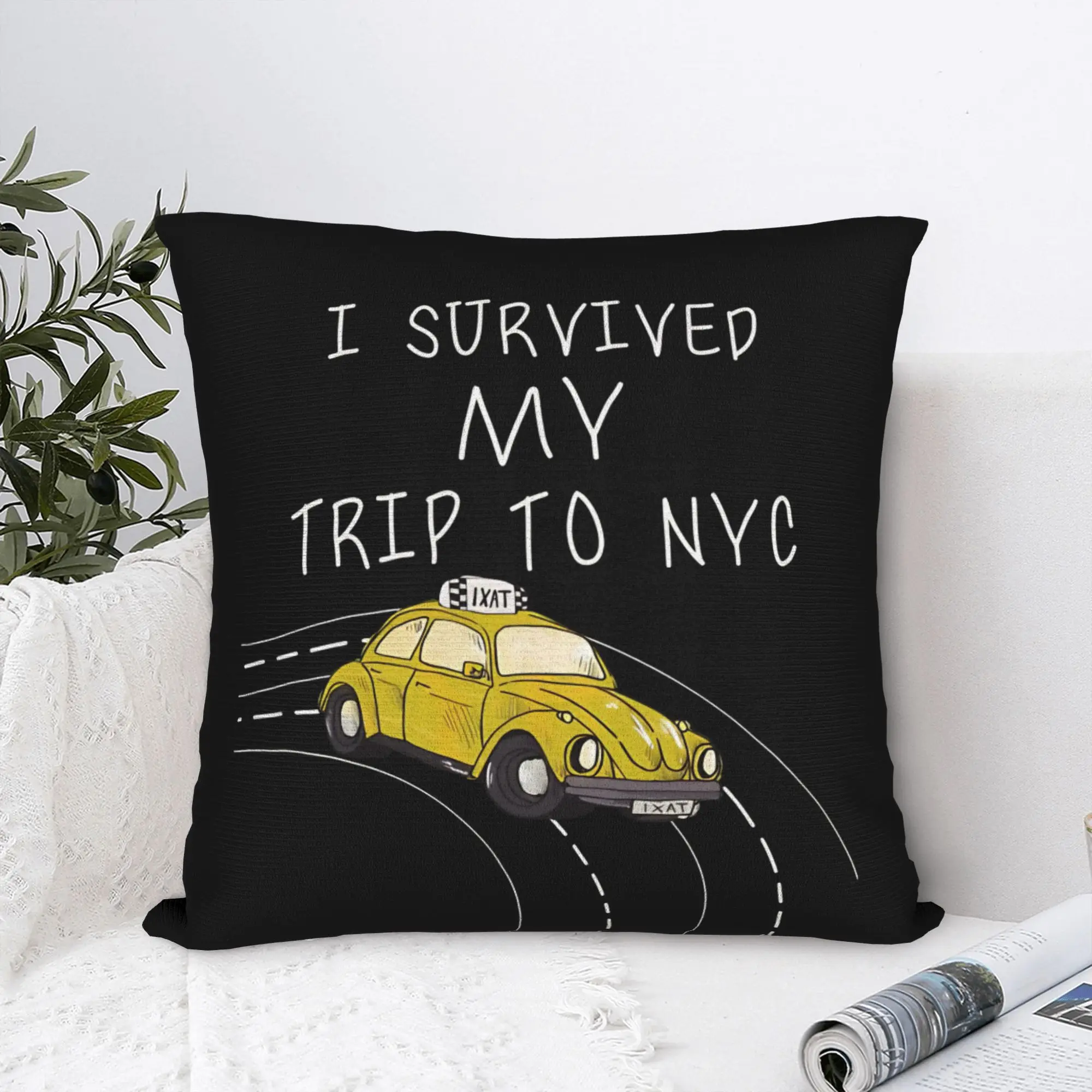 i survived my trip to nyc funny  Throw Pillow Cover Polyester Throw Pillow  , Custom Pillowcover Home Decor