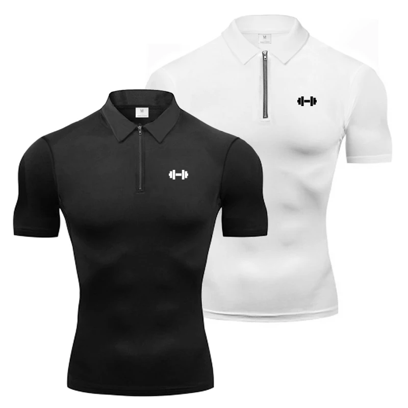 Sommer Kompression Shirt Herren Laufen Kurzarm T-shirts Gym Enge Fitness Polo Shirts Quick Dry Bodybuilding Muscle Tees