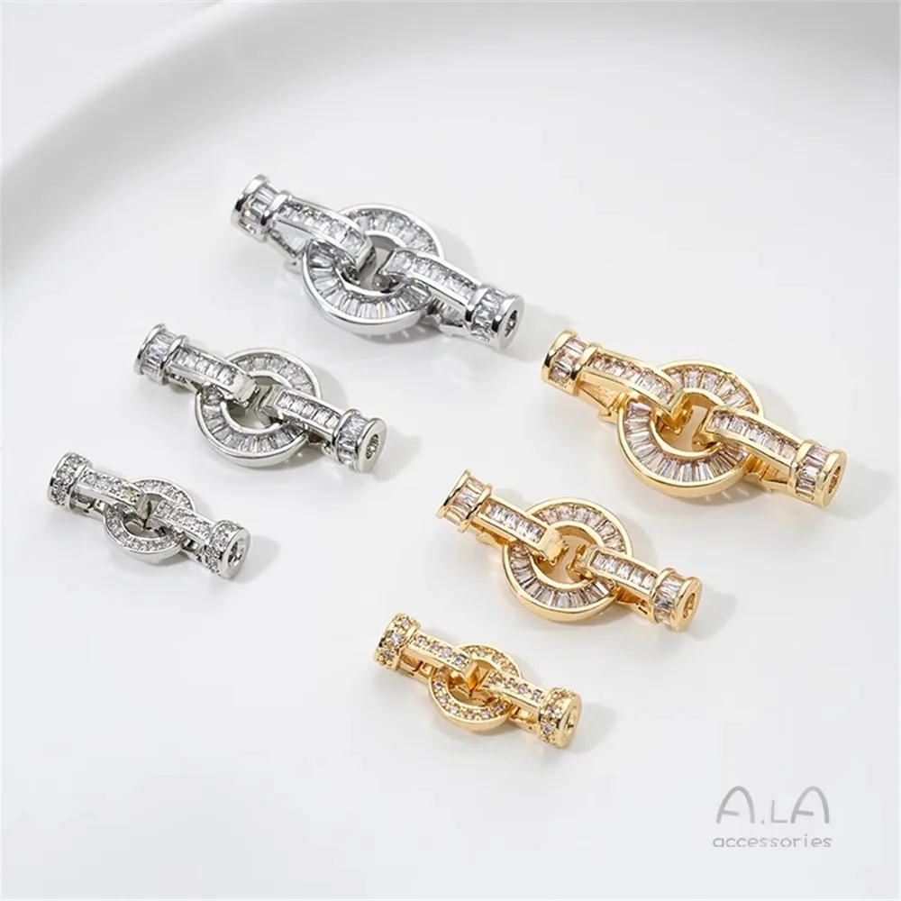 14K Gold-plating Zircon Ring Double-headed Pearl Buckle DIY Bracelet Jewelry Necklace Universal Connecting Buckle