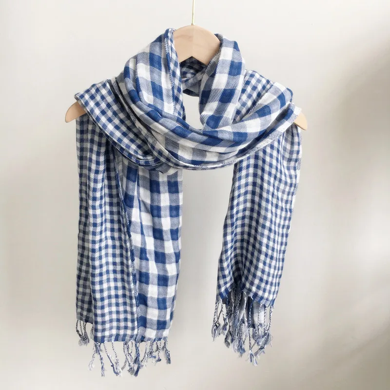 Autumn and winter natural material 100%cotton plaid scarf