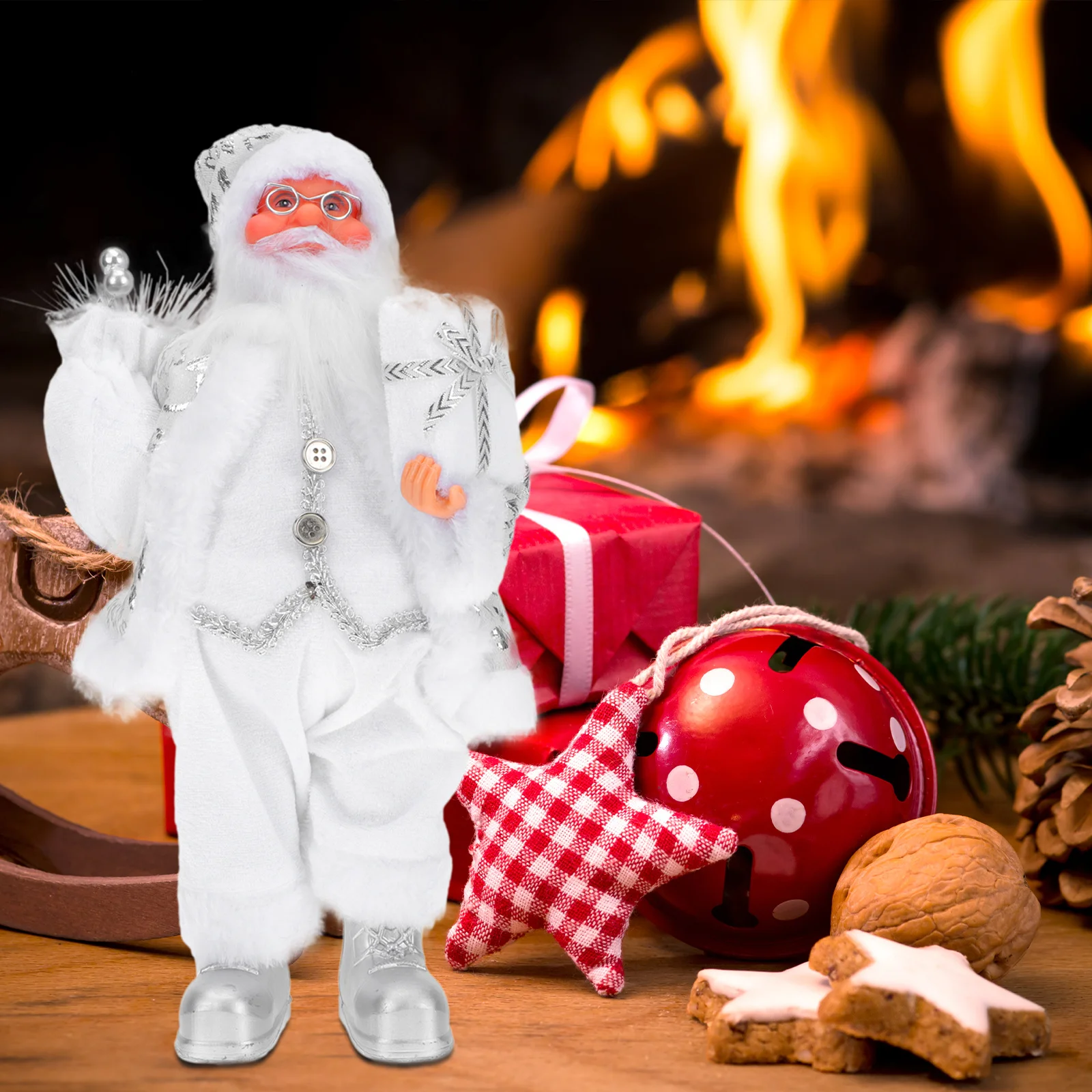 

1Pcs Resin Santa Ornament Classic Christmas Decorative Statue for Desktop Holiday Party Home Festive Adornment Resin Ornament