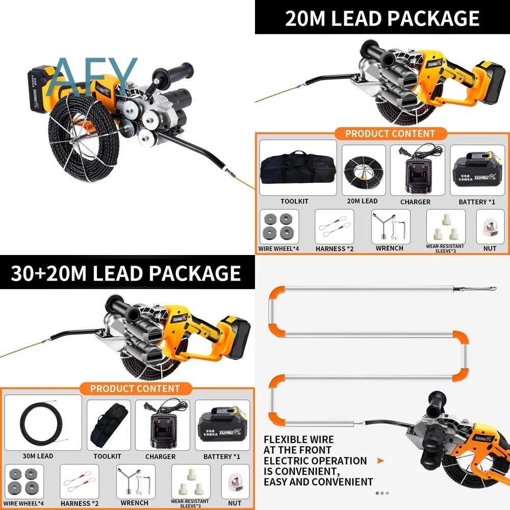 Electric Threading Machine for Electricians Fully Automatic Handheld Pipe Pulling Pay Off Leading Tool Speed 50 M Min