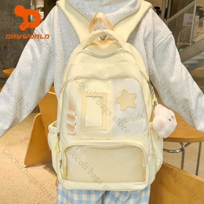 Large Capacity School Bag Backpack Ita Bag Ita Backpack with Transparent Pocket School Backpack for Student Daily Backpacks