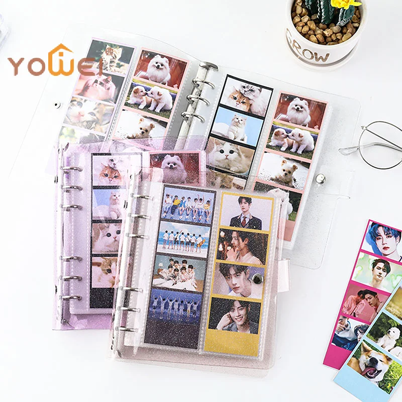 Latest A6 Glitter Photocard Binder 100 Photos for 2x6 Inch Photo Strips Bookmark Photo Booth Frame Album Idole Cards Organizer
