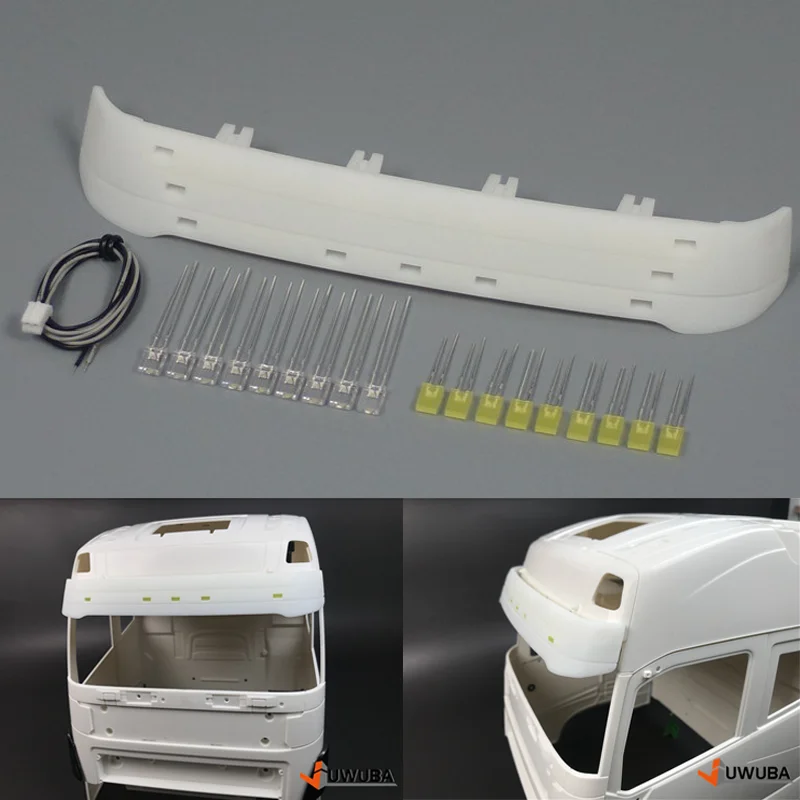 

LED Simulation Sun Visor Roof Decoration for 1/14 Tamiya RC Truck Tipper VOLVO FH16 750 56360 Car