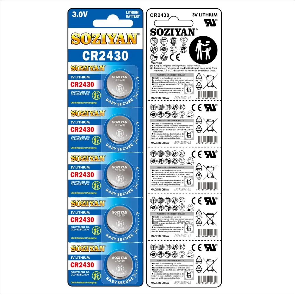 5-50PCS CR2430 DL2430 ECR2430 BR2430 3V Lithium Coin Cell 24x3mm 300mAh Long Lasting For Car Key Watch Remote Calculator Toy