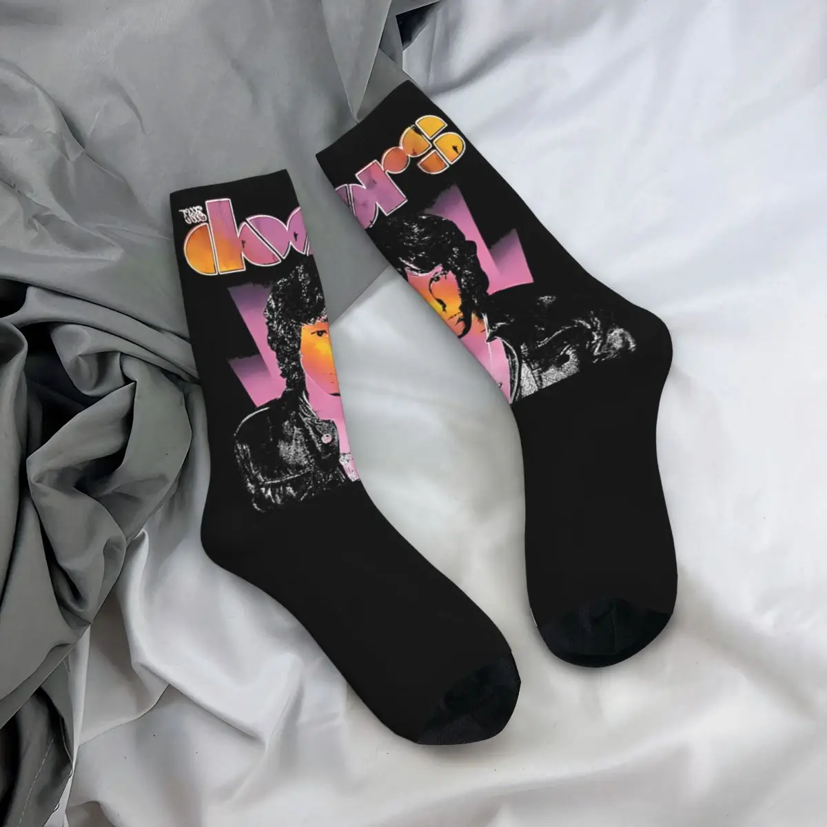 Cool Stay Old Stay Cool 60s Music Football Socks Rock Jim Morson The Doors Band Polyester Crew Socks for Unisex