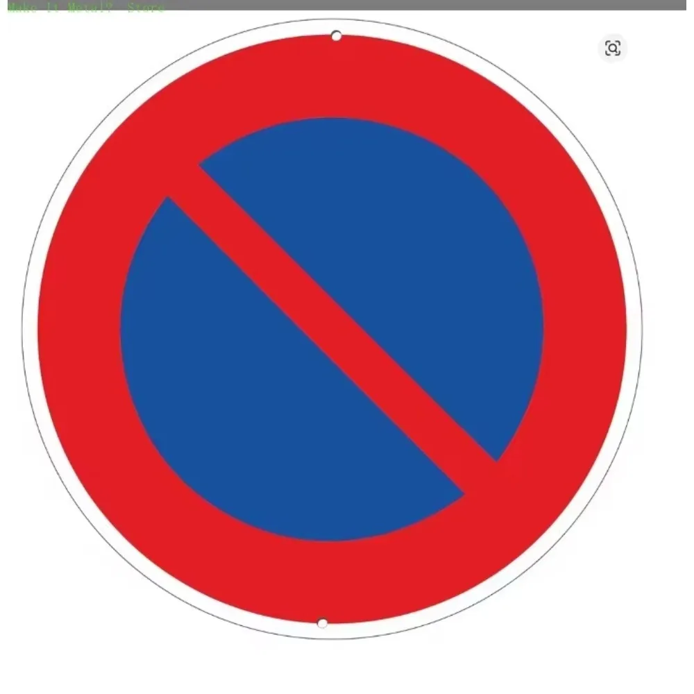 Red Blue Round Traffic Prohibition Aluminum Sign, 