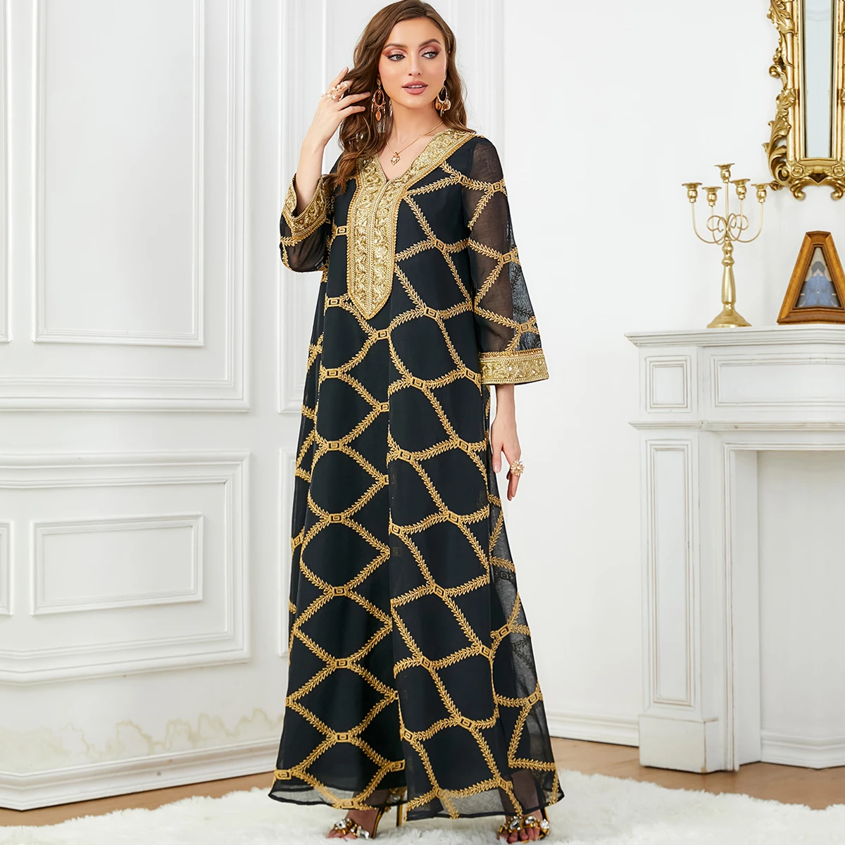 BNSQ 2024 New Eid Ramadan Elegant Muslim Women Abaya Ramadan Party Long Dresses Woman Dubai Robe Moroccan Caftan