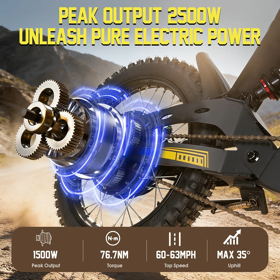 V9 Ultra Electric Mountain Bike 1500W 48V20Ah Battery 17" Fat Tires Hydraulic Brake Off-Road Ebike All-Terrain Electric Bicycle image 5