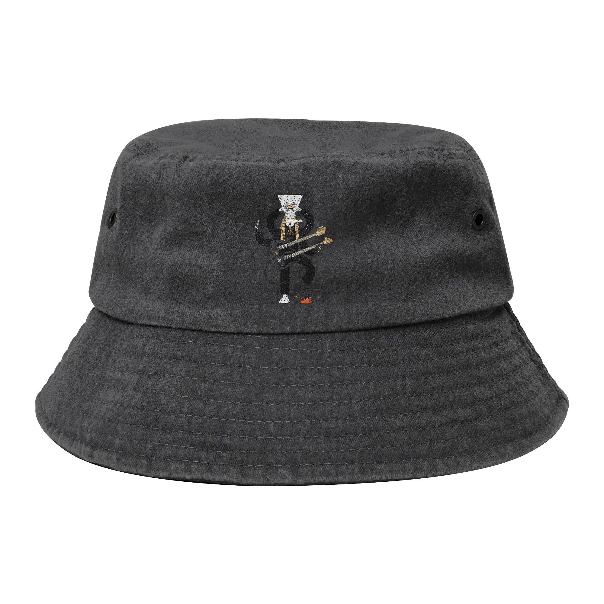 Guitarist Angine de Poitrine Band Bucket Hat for Women Men Travel  Distressed Denim Washed Field Hat for Fishing Caps Panama Hat