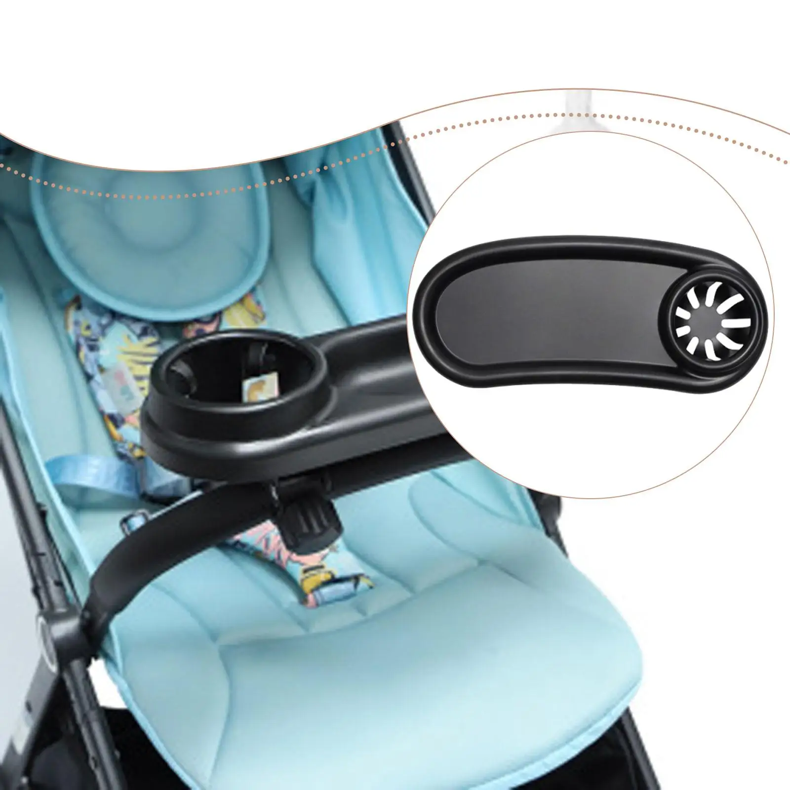Stroller Snack Tray High Performance Easy to Install Versatile Cup Holder Gifts Ventilation Hole Spacious Stroller Dinner Table - view 5