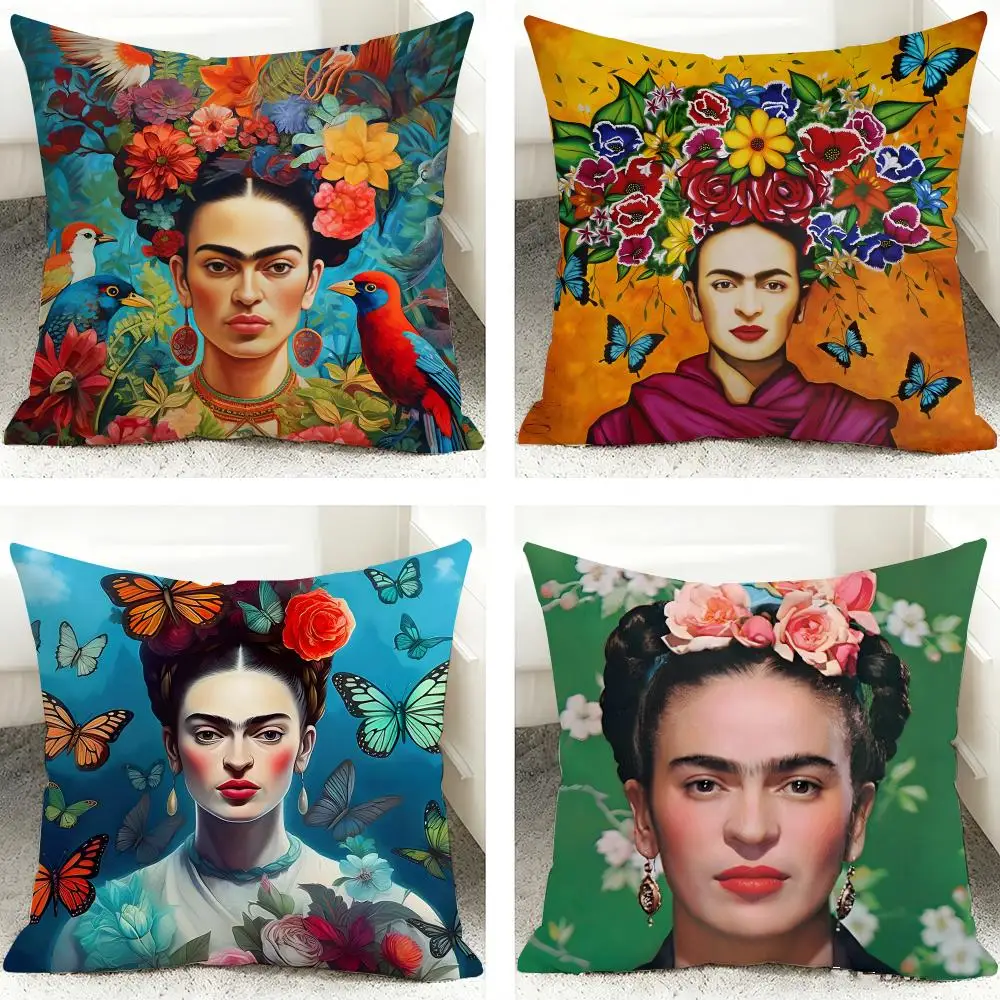 Artist F-Frida Kahlo Cushion Cover Soft Short Plush Pillow Case Cushion Cover for Living Room Sofa Decor