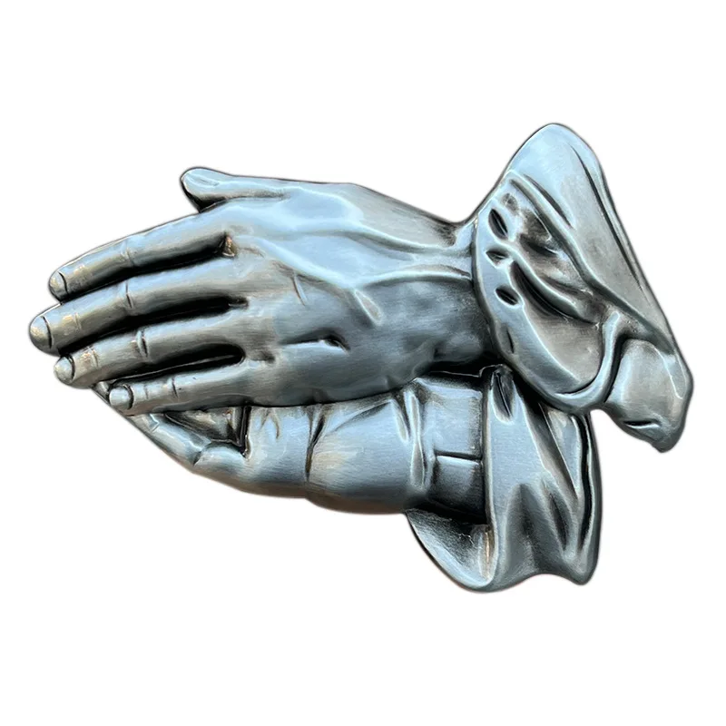 Zinc alloy double-handed clasped-praying hand belt buckle for Western cowboy style, European and American style.
