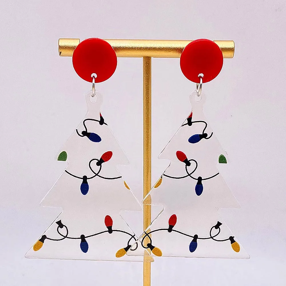 

Новые рождественские серьги, акриловые Рождественские елки, рождественские светящиеся серьги для женщин, Счастливого Рождества, модные украшения, оптовая продажа