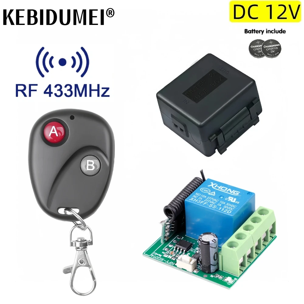 433 Mhz Universal Gate Remote Control Switch DC 12V 10A Relay Receiver Mini Module Remote Control for Gate LED Garage Door