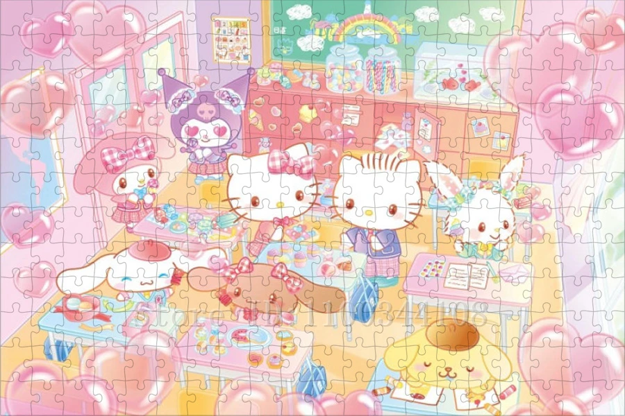 Sanrio Character Puzzles Hello Kitty Mymelody Pompom Purin Cartoon Jigsaw Puzzles for Children Intelligence Game Toys