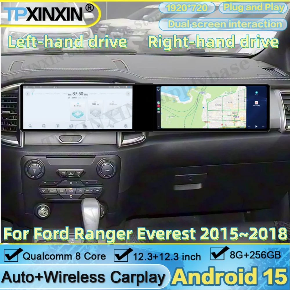 Android Auto For Ford Ranger Everest 2015~2018 Dual screen interaction Car Radio Stereo Multimedia Player Navigation Head Unit