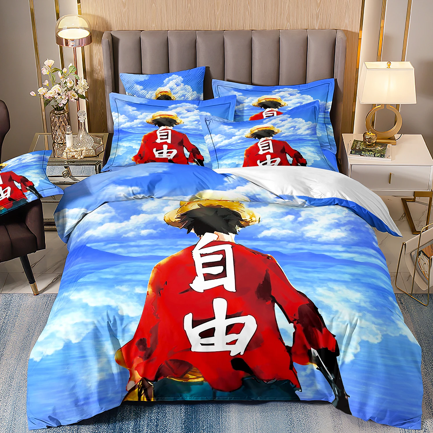 New One-Piece Bedding Sets Anime Nika L-Luffy Duvet Cover Set Quilt Cover Pillowcase Twin Queen King