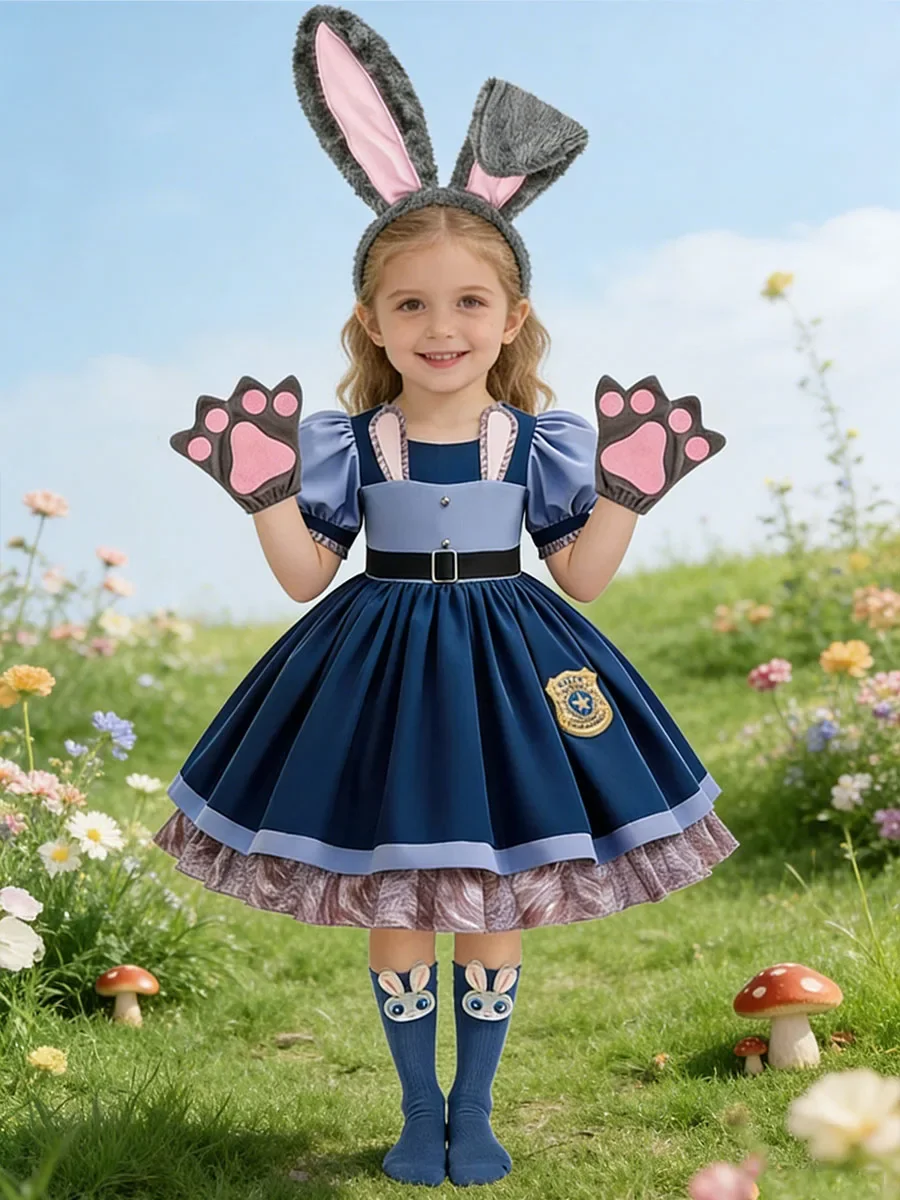 Hasen-Polizistin-Kostüm für Mädchen, Kinderkostüm für Bühnenauftritte, Geburtstage, Halloween, Karneval, Themenpartys – Detail 5