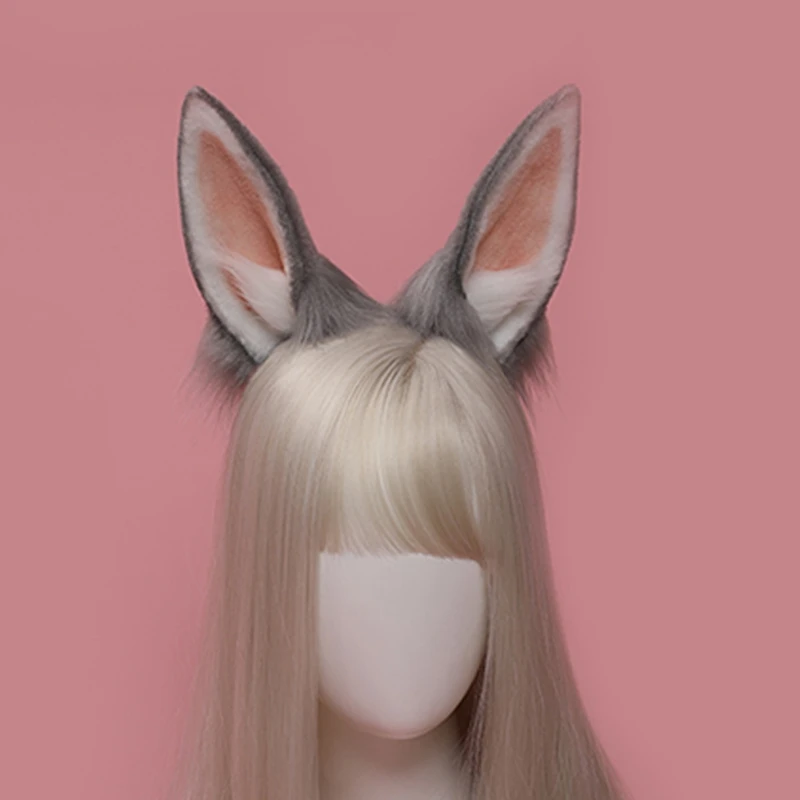 

Lolita Headbands Furry Rabbit for Cat Ears Headwear Kawaii Bunny Hair Hoop for Halloween Cosplay Headpiece Party Supplie