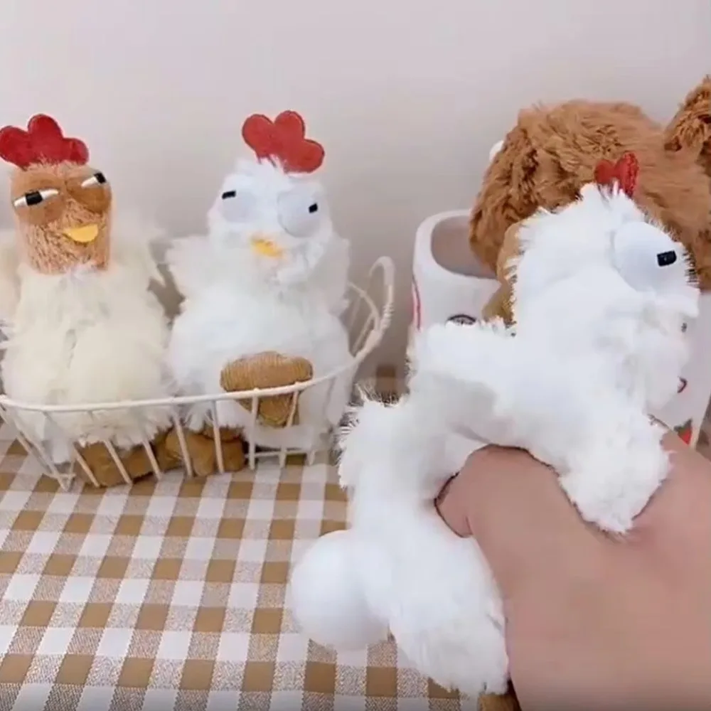 Simpatico portachiavi in peluche da 12 cm con strato stridulo, pollo in peluche, ciondolo per borsa, accessorio per borsa con ciondolo