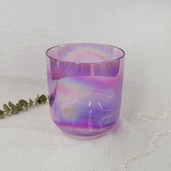 6 Inch Random Note Purple Natural Cosmic Light Alchemy Crystal Singing Bowl for Sound Healing with Free Mallet and O-ring