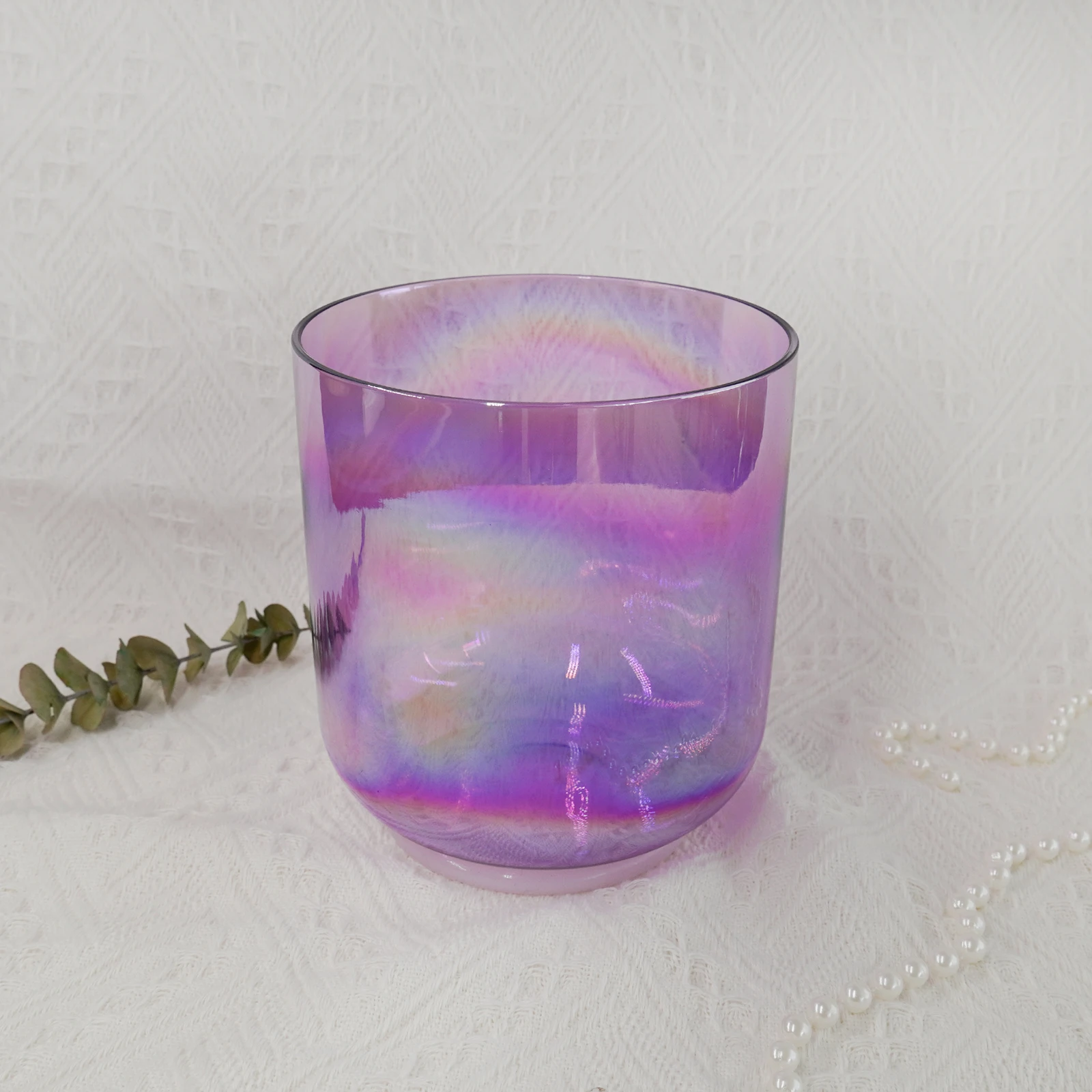 6 Inch Purple Natural Cosmic Light Alchemy Crystal Singing Bowl for Sound Healing with Free Mallet and O-ring