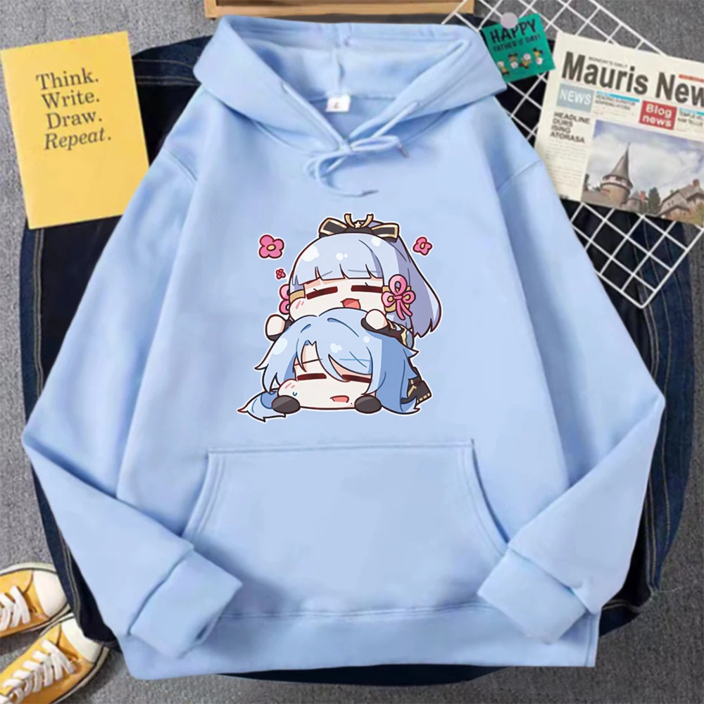 

Genshin Impact Hoodie Kamisato Ayato and Kamisato Ayaka Cartoon Print Cute Clothes for Women Long Sleeve Sweatshirt Loose Casual