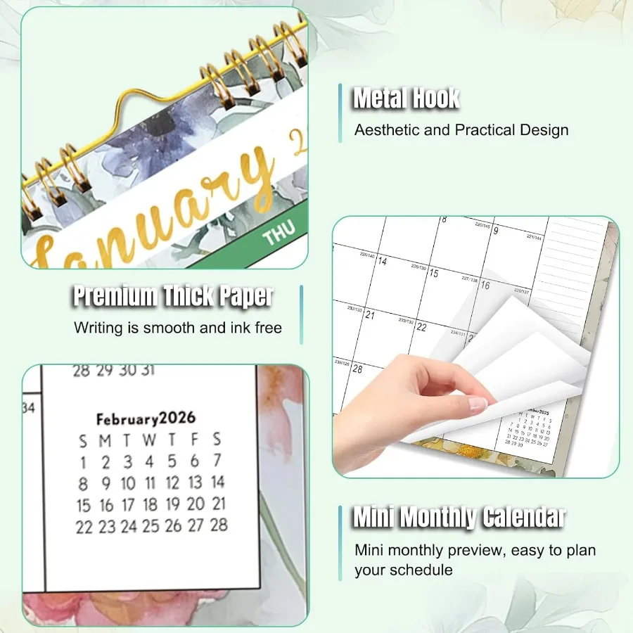 2026 Calendar 14" x 11" Hanging Spiral Bound 2026 Wall Calendar 18 Month Calendar 20252026 from JUL 2025 to DEC 2026 Magnetic F