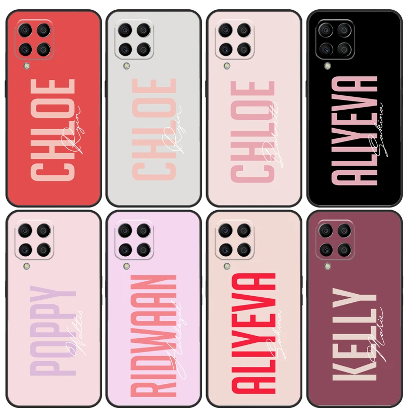 Funda de color Pastel con nombre personalizado para Samsung Galaxy, Funda para M13, M23, M33, M53, M51, M21, M31s, M30s, M20, M14, M34, M54, M12, M32, M52
