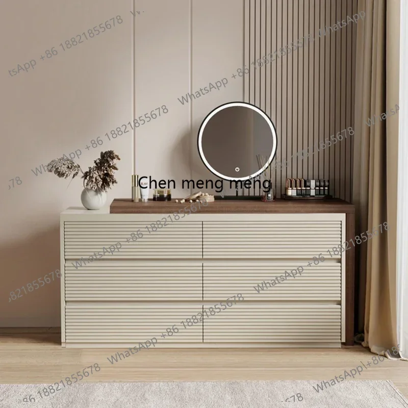 Integrated Wooden Vanity Table Cabinet Brown Full Size Storage Mirrors Dressing Table Makeup Modern Coiffeuse Room Furniture