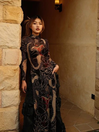 Imagen 2 del producto Camisetas largas transparentes con estampado de serpiente para mujer, cuello alto, manga larga, abertura alta, elástica, Sexy, Coquette, camisetas ajustadas para discoteca