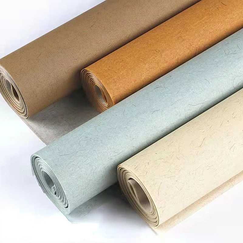 

Long Fiber Hemp Paper Half-Ripe Batik Xuan Paper Seal Official Script Brush Calligraphy Painting Retro Plants Fiber Rice Paper