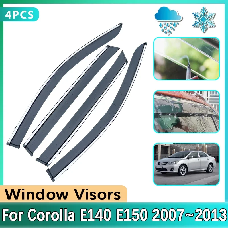 

Deflectors For Toyota Corolla E140 E150 2007~2013 2012 2011 2010 Car Windows Visor Rain Smoke Sun Guard Covers Car Accessories