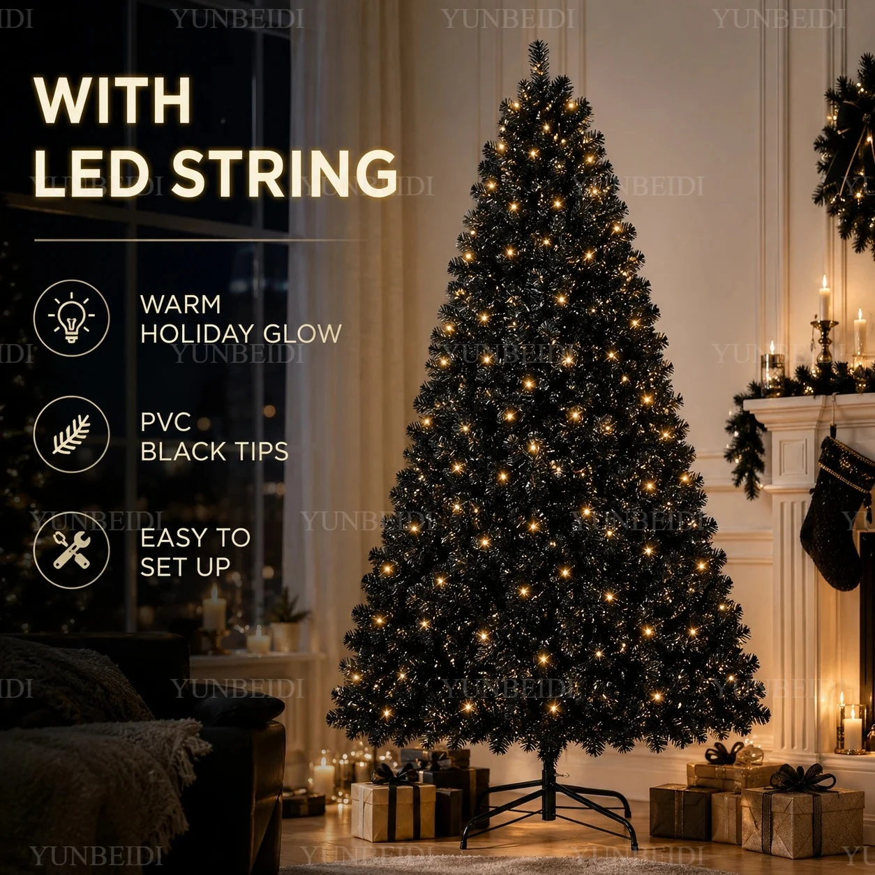 Home Decor Lighting Tree - Black Christmas Tree with LED Lights