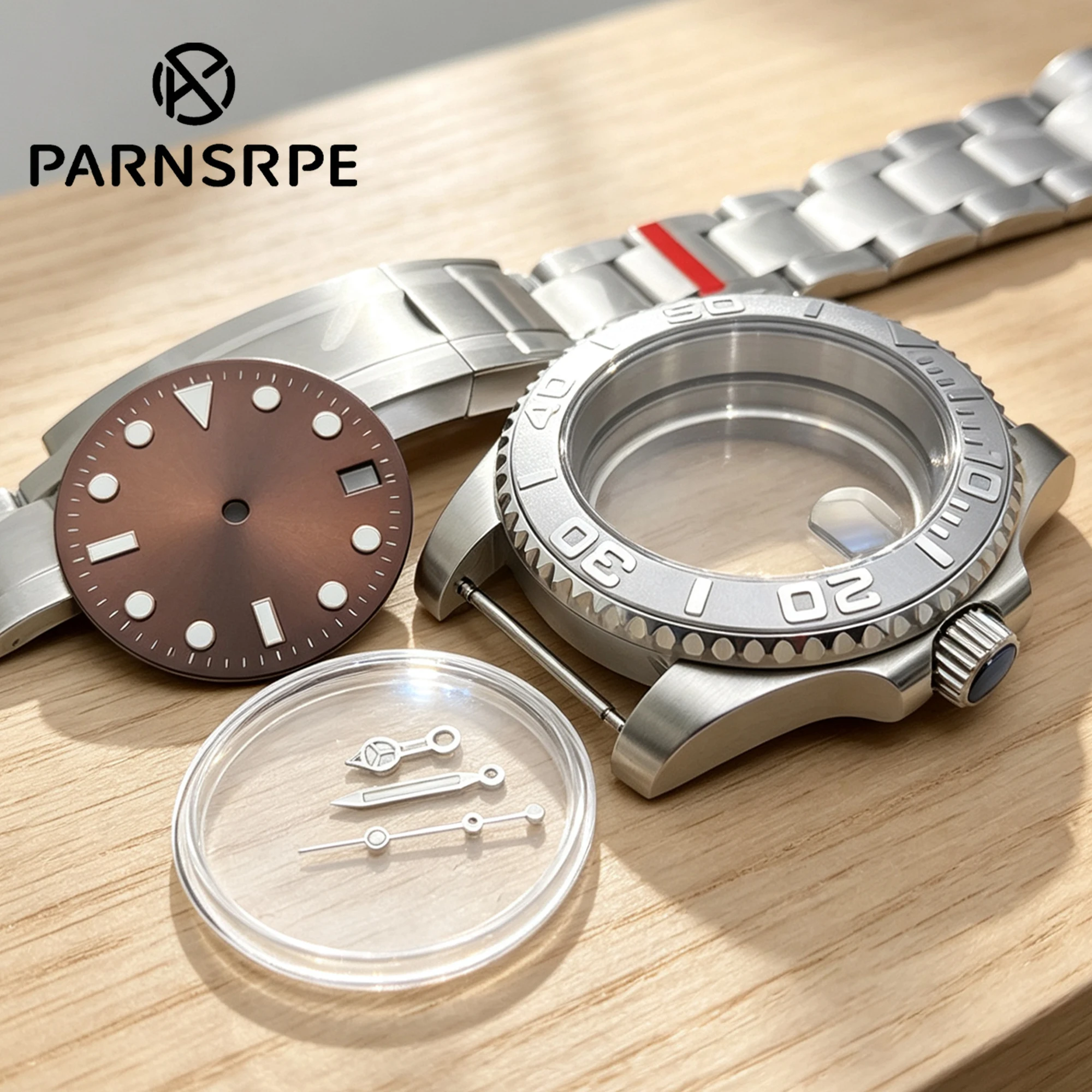 New Arrival NH35 Men Diver Watch Mod Kit, 40mm Steel Case Sapphire Crystal Brown Gradient Dial Luminous Hands Fit TMI NH35 NH36