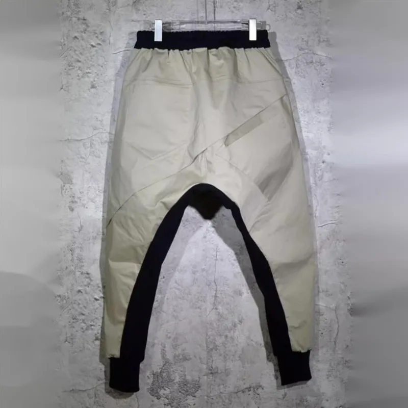 HKSH Spring Autumn New Men Tide Dark Three-Dimensional Tailored Patchwork Harem Pants Low-Crotch Color Contrast Chic Ins HK17935