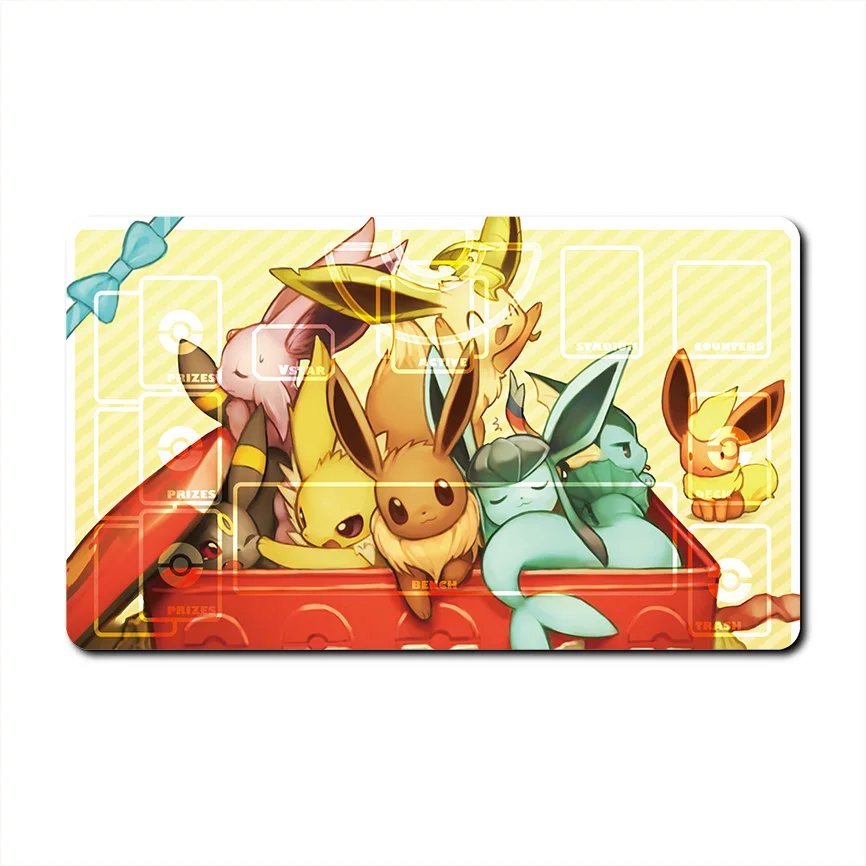 Diy 60*35*0.2cm PTCG Pokemon Dedicated Battle GAME Card Mat Eeveelution Flareon Umbreon Sylveon Gift Toy Game Anime Table Mat