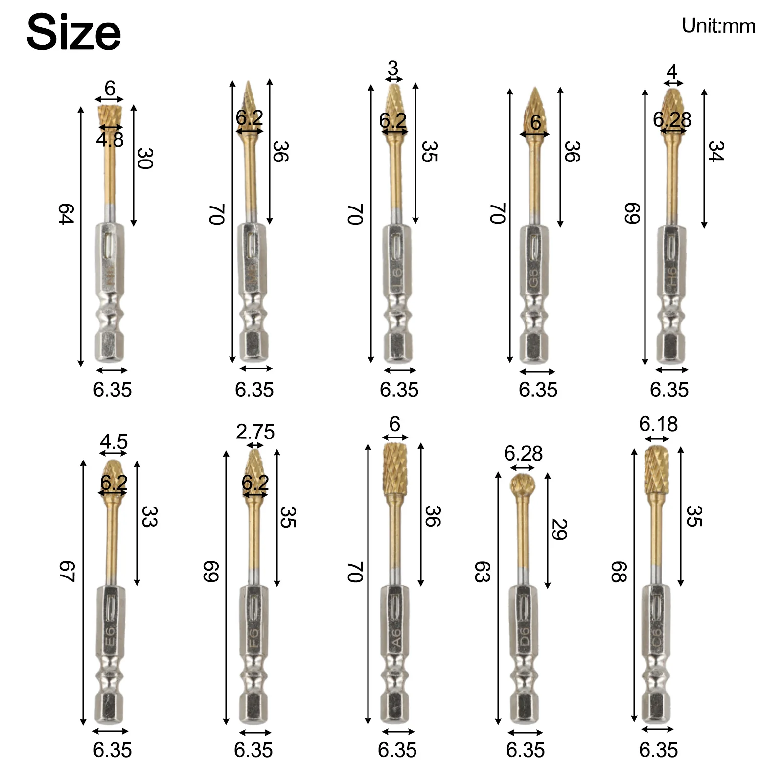 Compact Case Bits Carbide Burr Set Metal Working Accessory 10 Piece Engraving Tool Set Metal Polishing As Picture