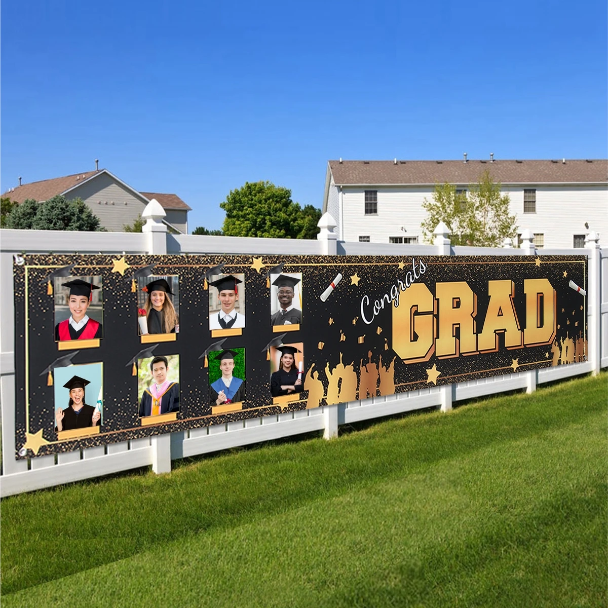 Black Gold Graduation Banner Graduation Party Booth Props Graduation Photo Decor DIY Photo Props Graduation Party Supplies