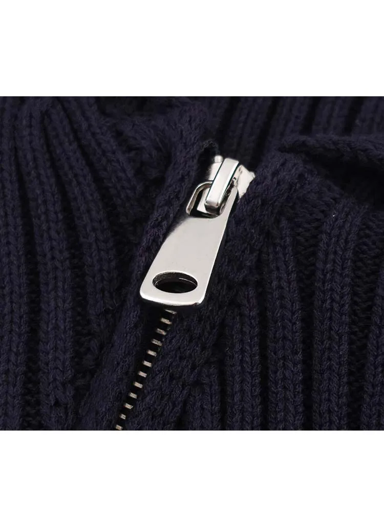 المرأة محبوك معطف 2025 جديد المرأة موضة سحاب أكمام طويلة محبوك معطف قصير المرأة أنيقة عادية جديدة التلبيب ملابس خارجية #4