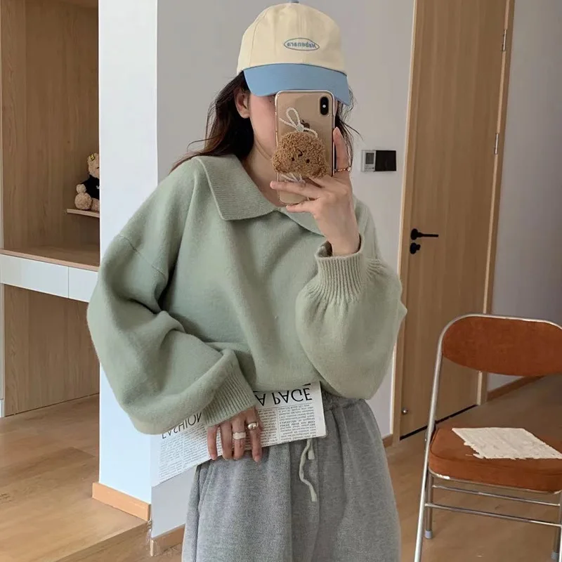 Neploe Korean College Style Fresh Short Sweater Femme 2024 Autumn Winter Soft Sticky Sweet Gentle Candy Color Knitted Pullovers