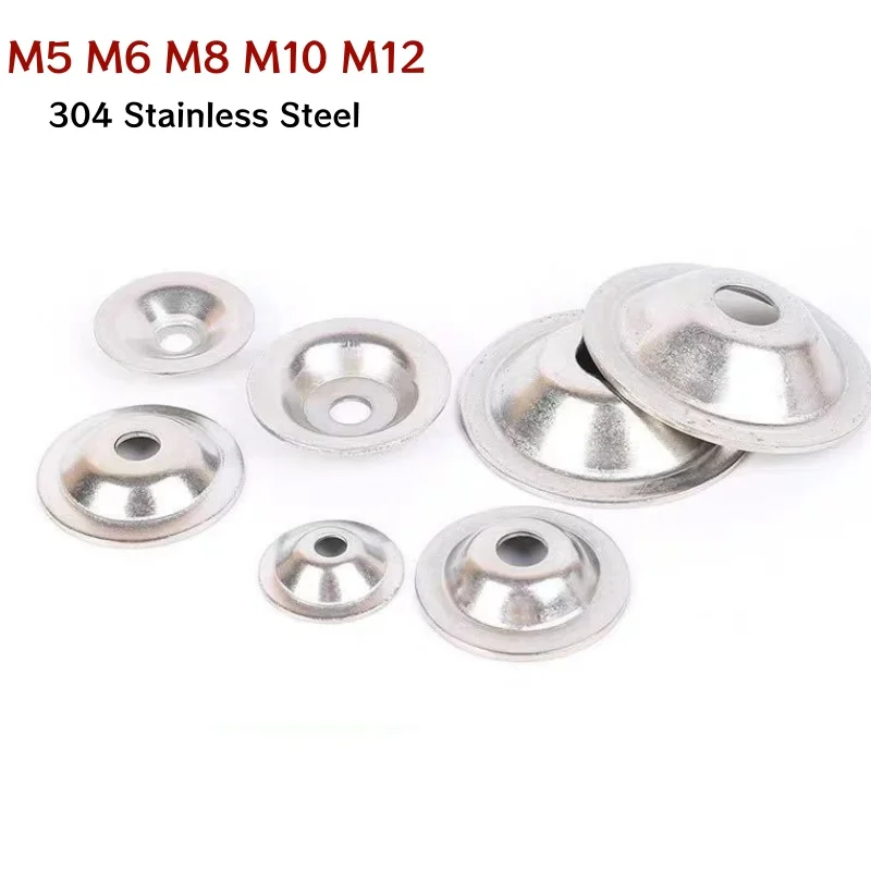304 Stainless Steel Bowl Shaped Straw Hat Gasket Fish Eye Washer Horn Shaped Foot Cup Compatible with M5 M6 M8 M10 M12