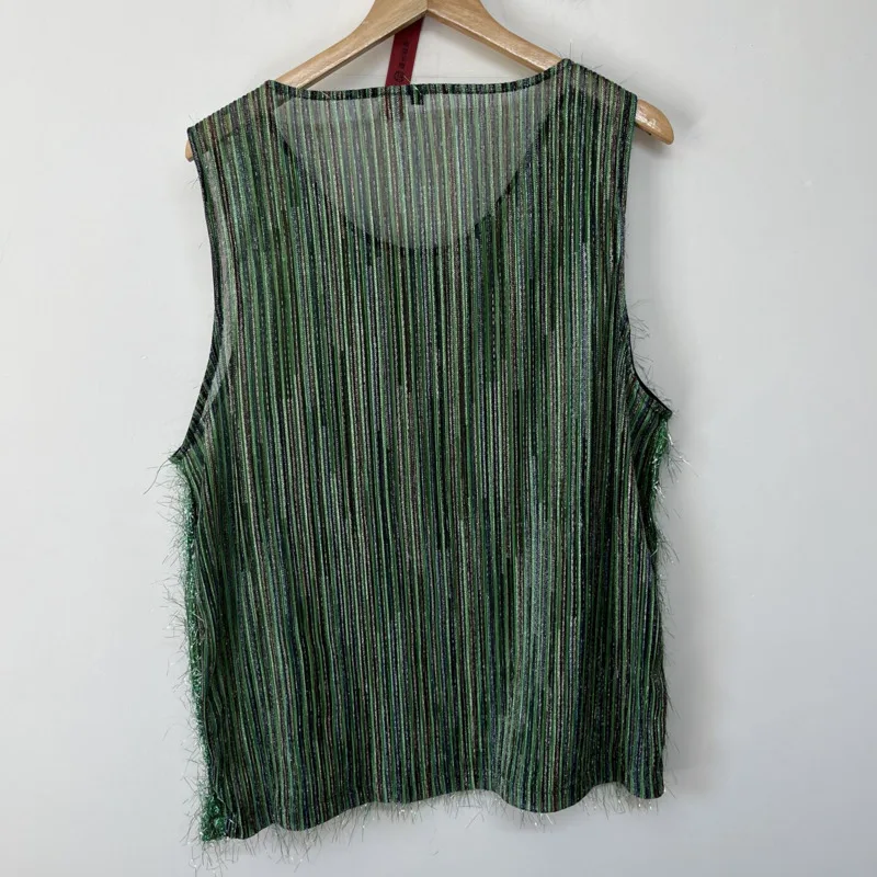 HKSH Summer New Men Tide Chic Ins Y2K Shiny Silk Trend Design Personalized Versatile Vest Loose Fashion Tank Top Vintage HK24231