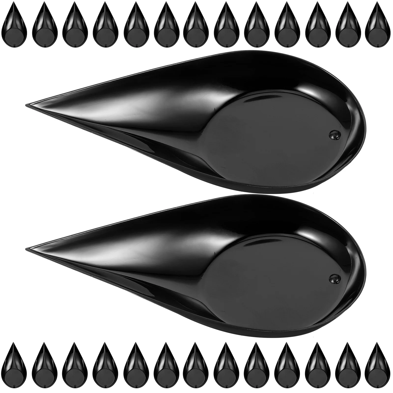 Colher de sobremesa preta transparente, prato de lágrima para frutas, doces, servir aperitivo, mini pratos, portátil, catering, item de cozinha, 100 peças