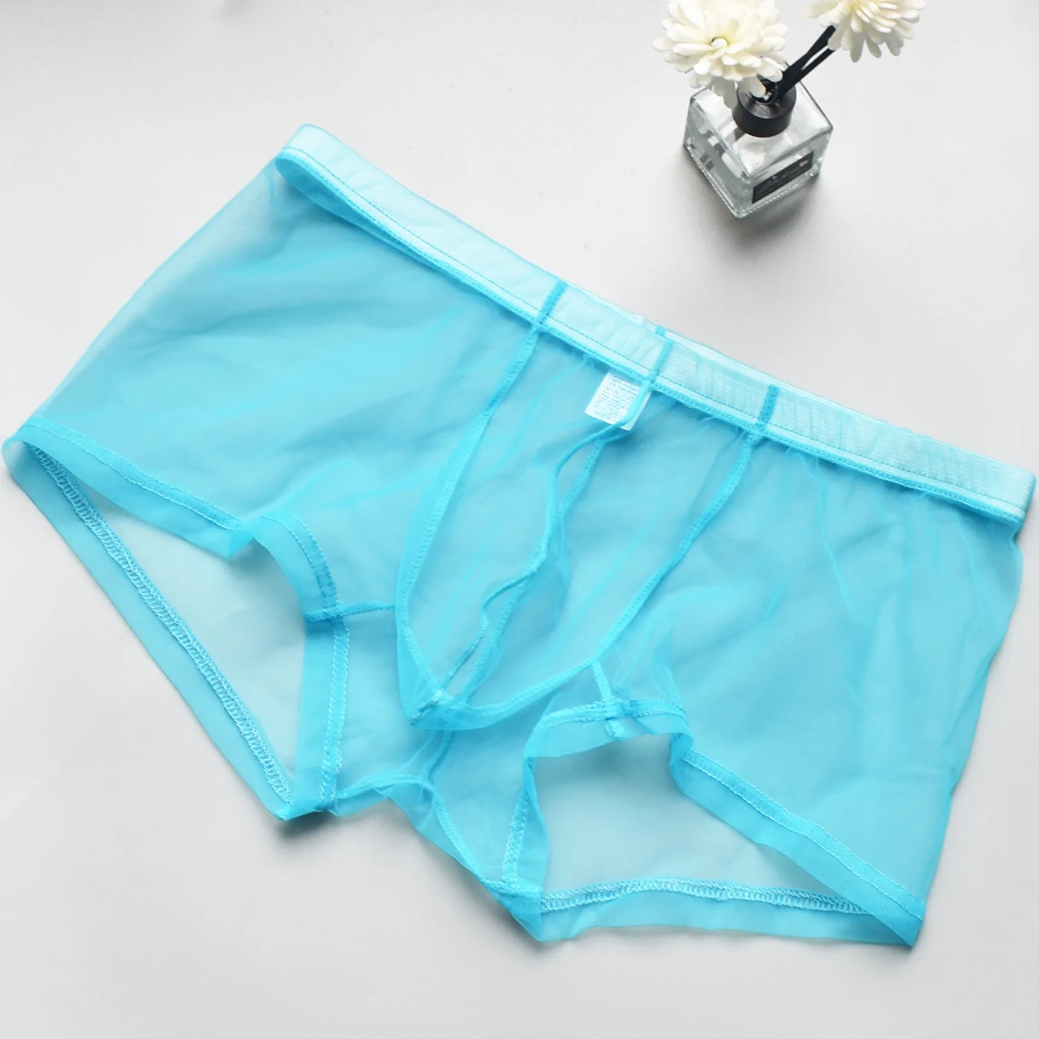 Sous-vêtements porno transparents pour hommes, boxer en maille respirante, culotte de tentation, ultra mince, transparent, également solide, document sexy