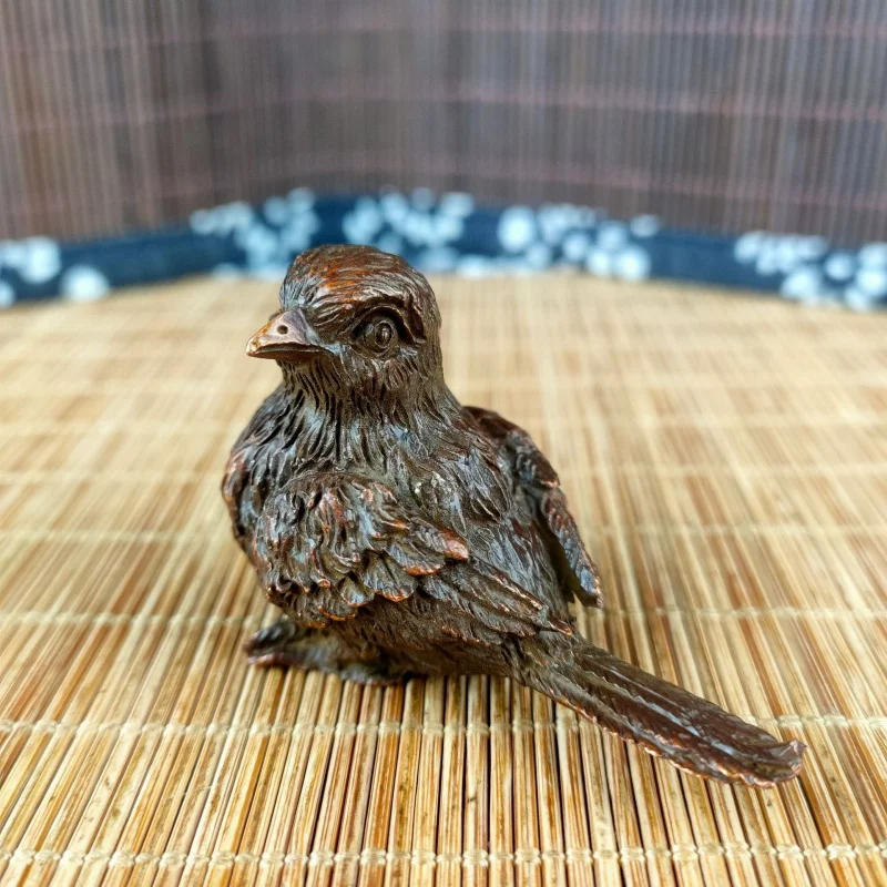 Distressed Antique Copper Solid a Little Sparrow Paper Weight Ornaments Study Tea Ceremony Tea Pet Decoration Small Ornaments An